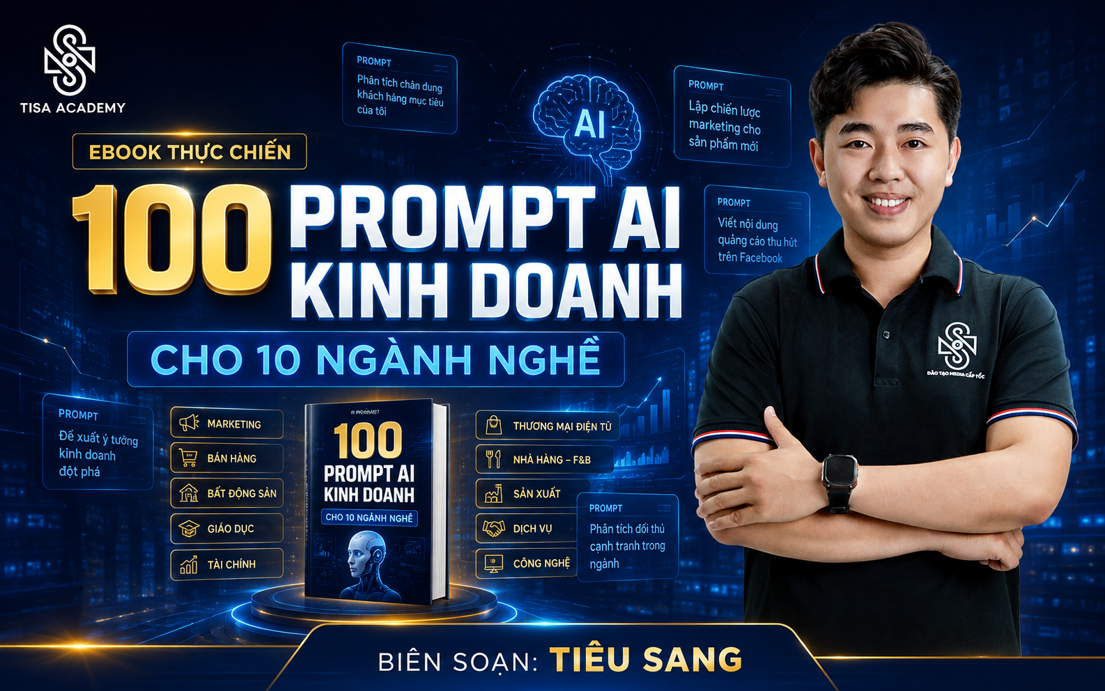 Ebook 100 prompt AI kinh doanh cho 10 ngành nghề do Tiêu Sang biên soạn