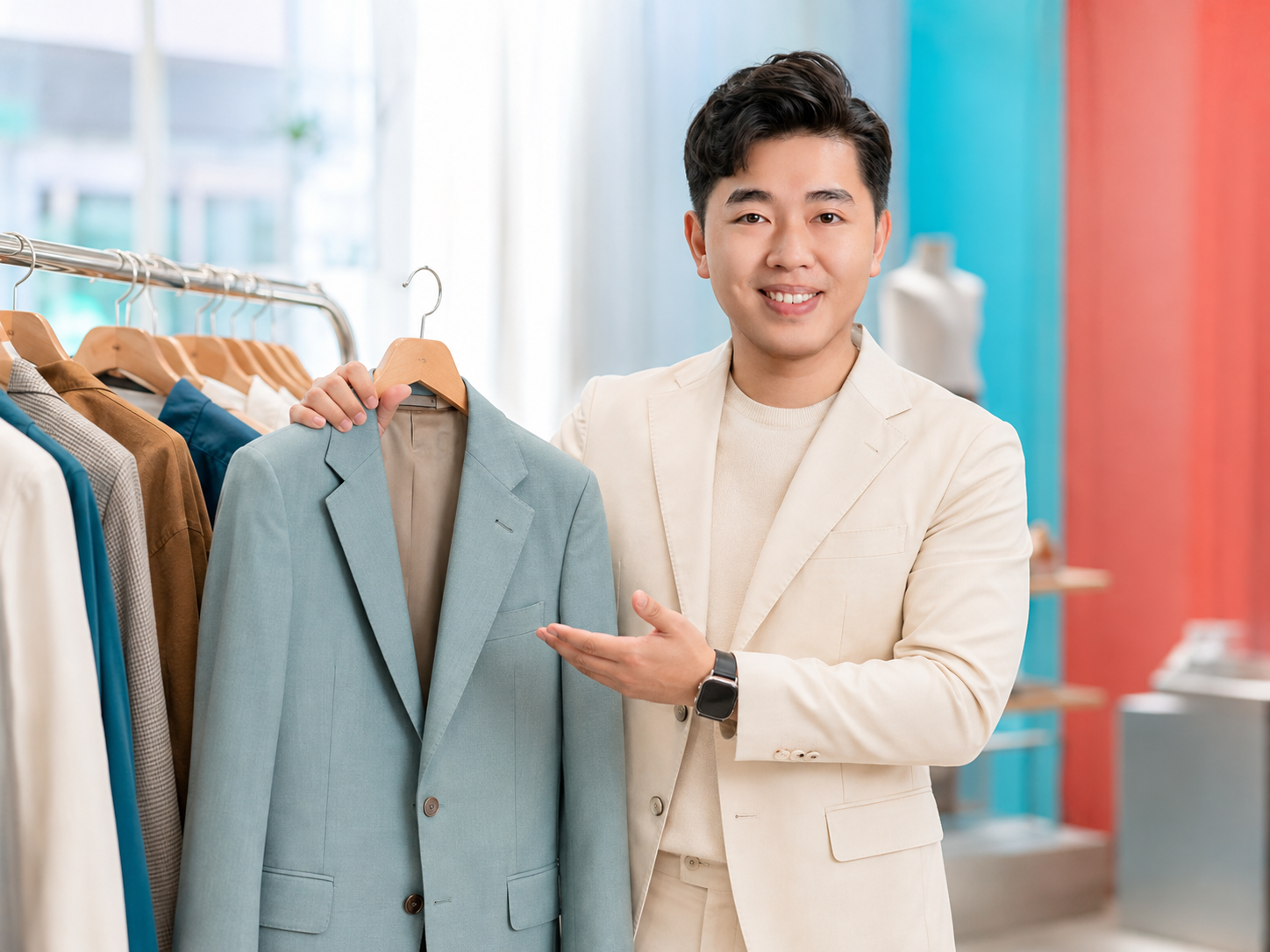 Giảng viên AI trong cửa hàng thời trang